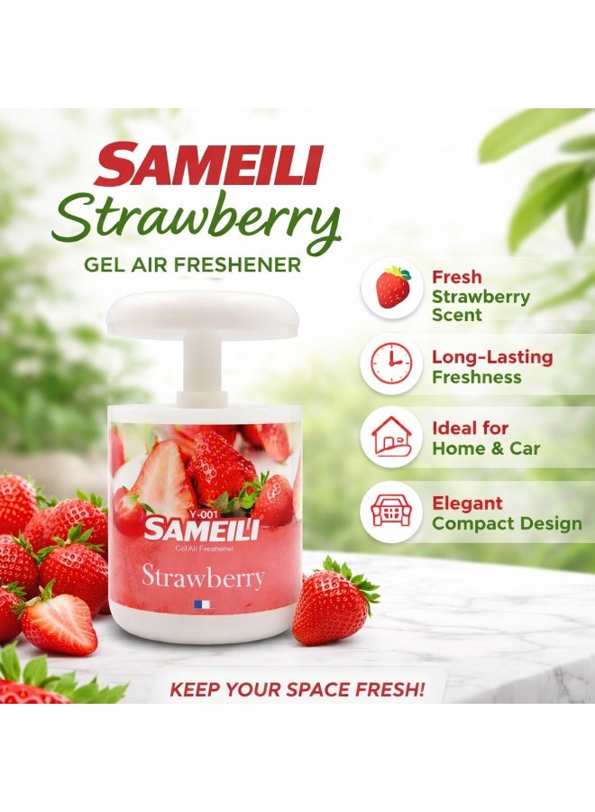 ساميلي معطر جو جل من SAMEILI برائحة الفراولة Y-001 - معطر جل قابل للتعديل بنظام السحب، يوفر تحكمًا طويل الأمد في الروائح الكريهة للسيارة (لوحة القيادة، حامل الأكواب)، المنزل، والمكتب. - Image 2